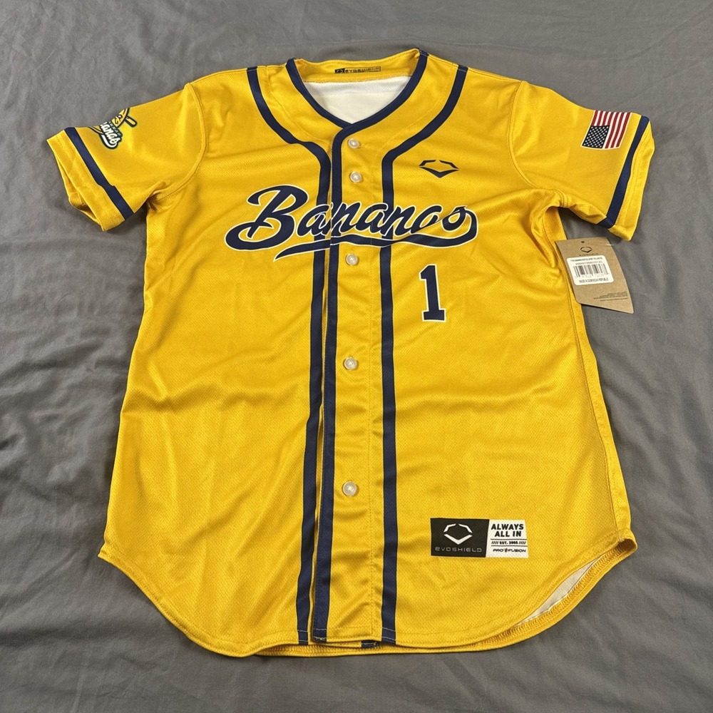 Savannah Bananas Evoshield Youth Kids Yellow Baseball Jersey Size XL NWT